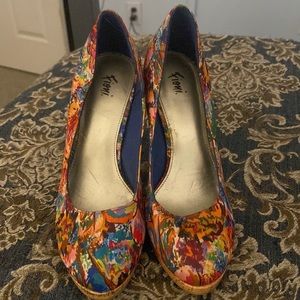 Fioni floral and cork heels